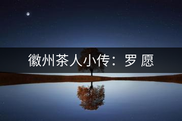 徽州茶人小傳：羅 愿