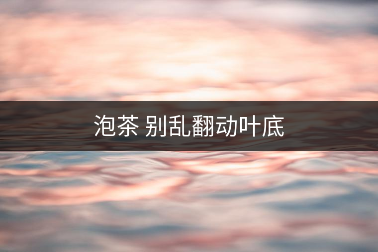 泡茶 別亂翻動葉底 泡茶 別亂翻動葉底
