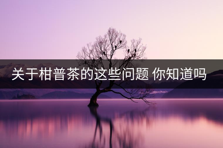 關(guān)于柑普茶的這些問(wèn)題 你知道嗎？（值得收藏）