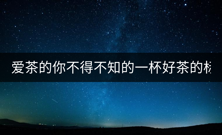 愛茶的你不得不知的一杯好茶的標準！