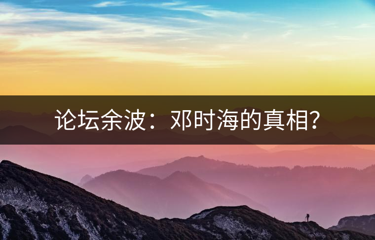 論壇余波：鄧時海的真相？