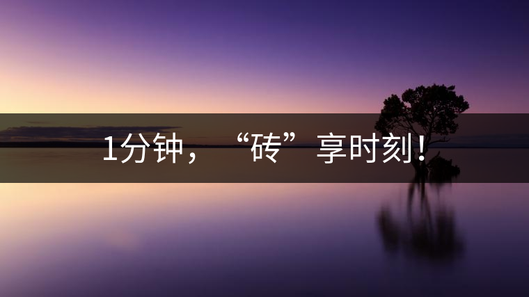 1分鐘，“磚”享時刻！