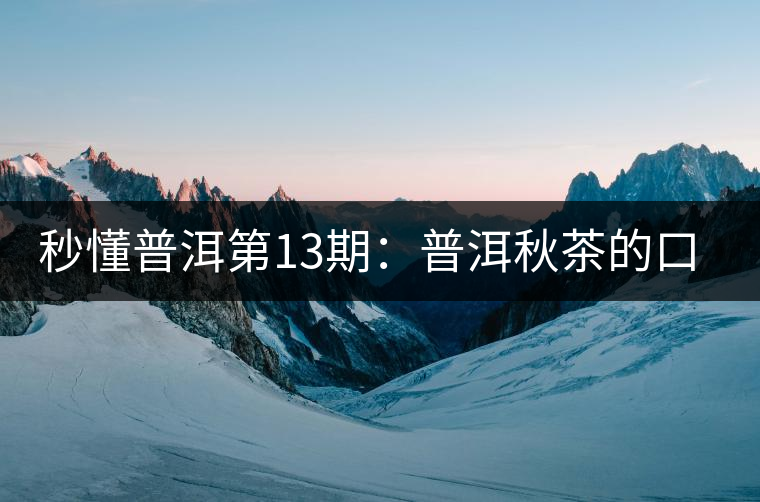秒懂普洱第13期：普洱秋茶的口感特點(diǎn)？