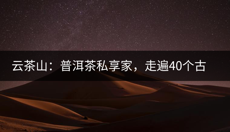 云茶山：普洱茶私享家，走遍40個古寨，24小時提供專家評分與產(chǎn)地茶農(nóng)一手報價